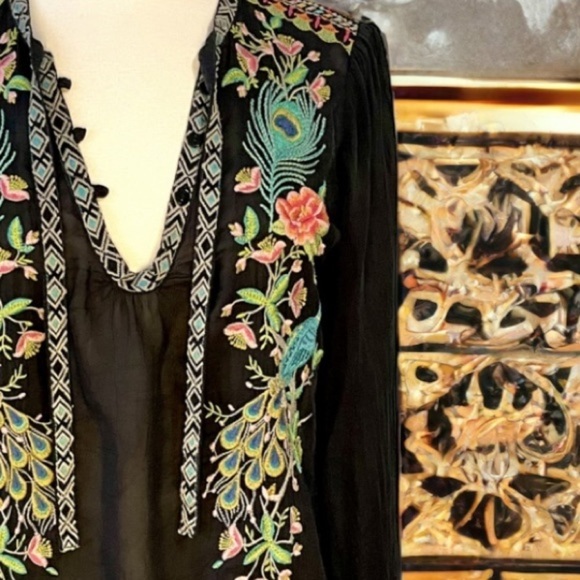 Johnny Was heavily embroidered Quito Peacock Sable tunic NWT - Picture 8 of 13